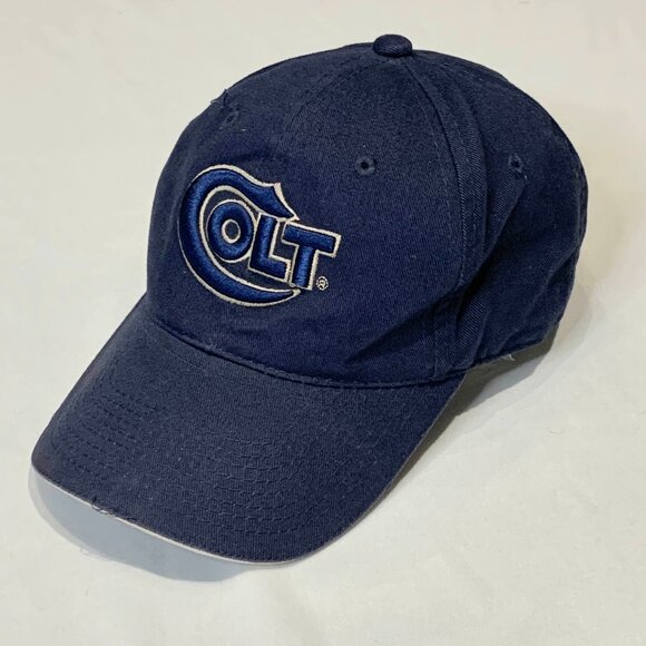 Vintage Y2K Colt Logo Hat Navy Blue Adjustable Baseball Cap Outdoor Cap Company - Picture 1 of 8